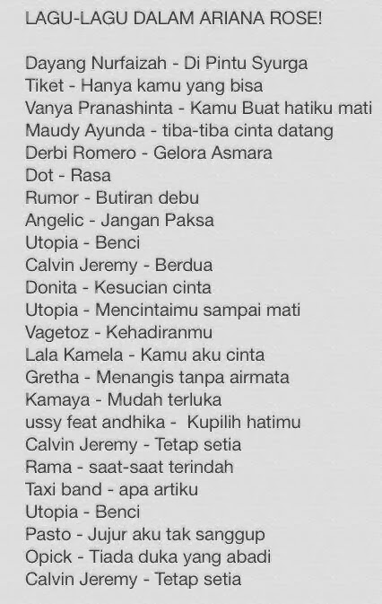 senarai ost drama ariana rose